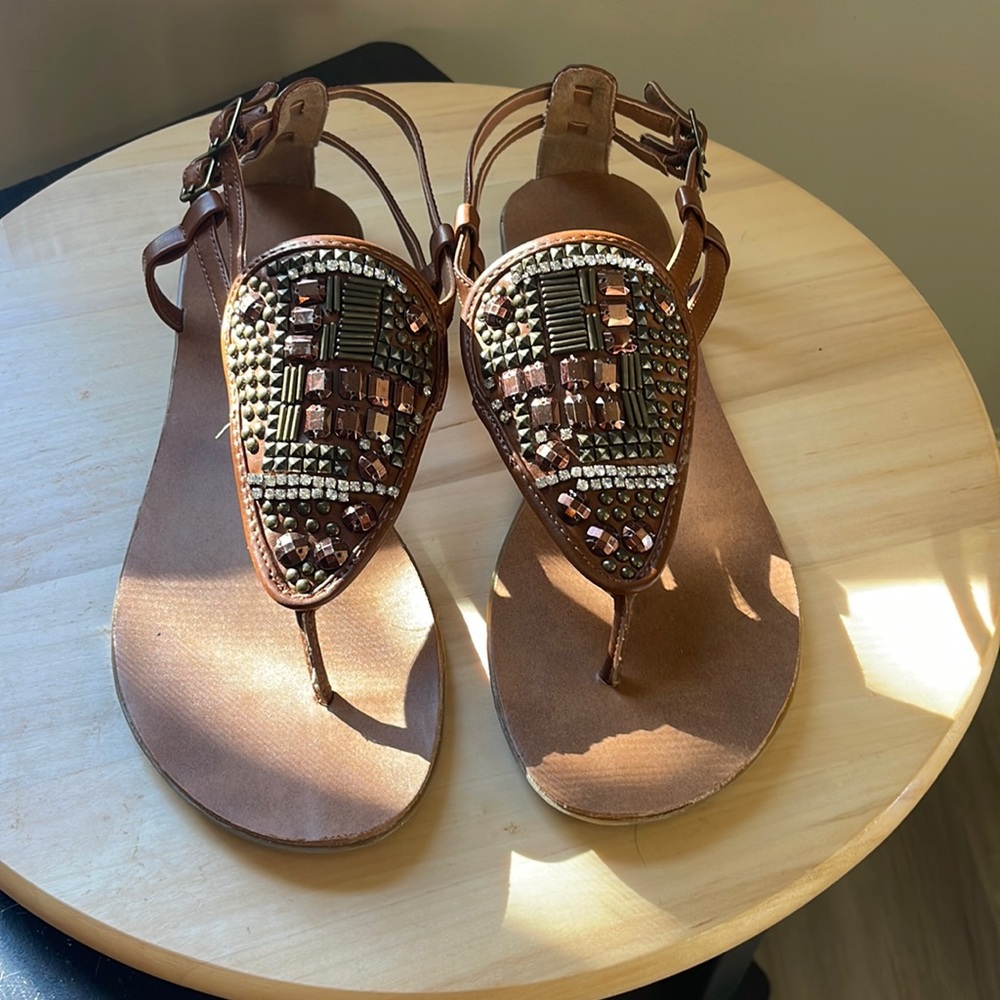 Nine West embellished brown sandals. Size 9